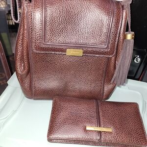 Brahmin Brown Leather Crossbody and Wallet Set